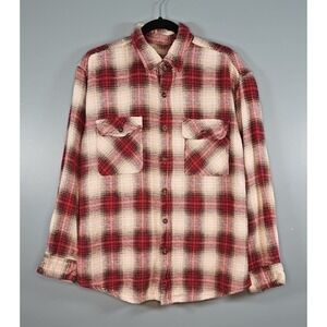 Vintage Real Work Wear Original 100% Cotton Chamois Plaid Shirt Size Large